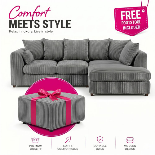 Corner sofa jumbo cord 3 - corner,