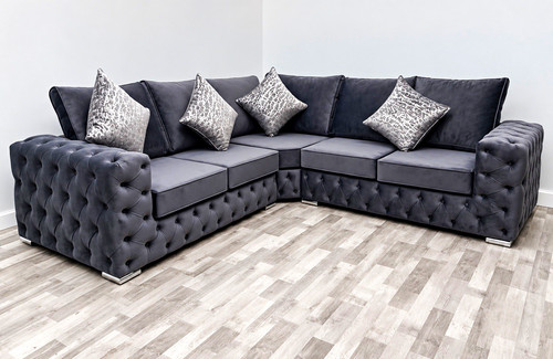 Plush grey velvet - plush, button