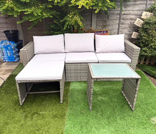 Grey rattan wicker - grey, 3pc