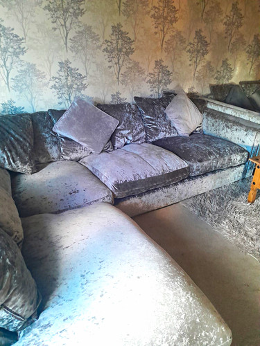 Grey velvet corner - velvet, sofa