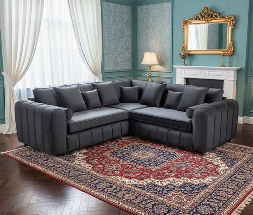 Grey velvet corner sofa - grey,