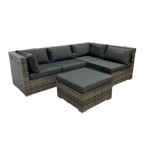 Grey rattan corner - grey, sofa