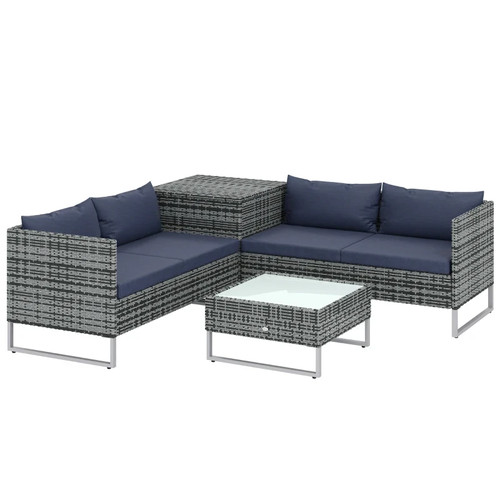 Grey patio rattan corner sofa - rattan,