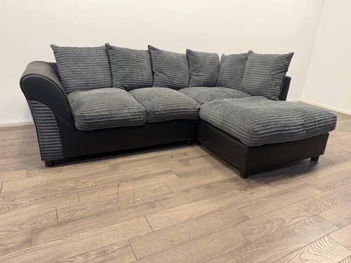 Grey fabric corner sofa - fabric,