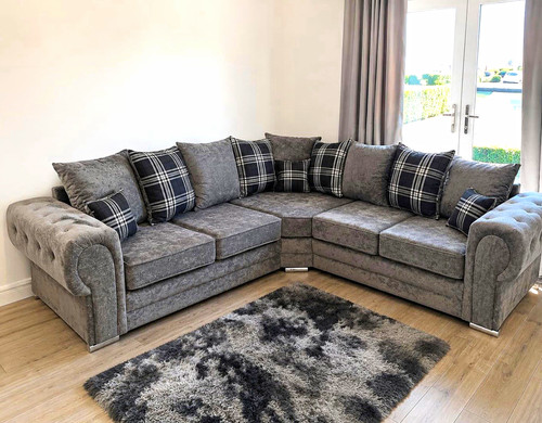 Grey fabric corner sofa - grey,