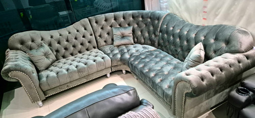Grey velvet chesterfield - grey,