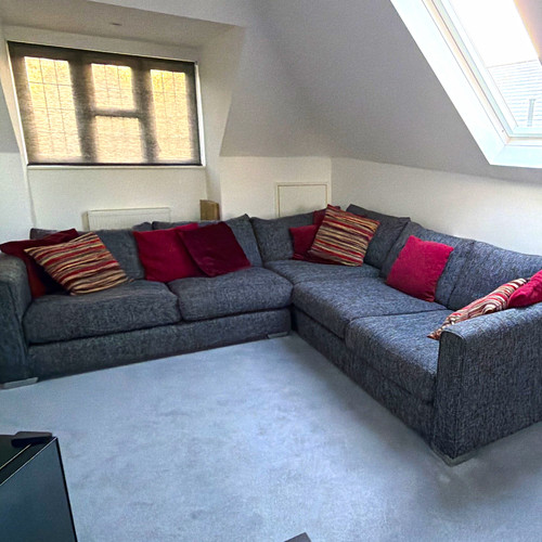 Grey fabric corner sofa - fabric,