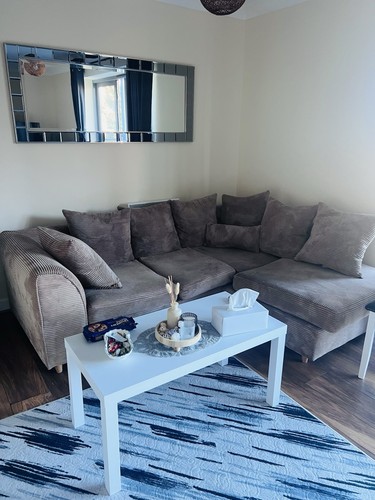 Grey fabric shaped corner - grey,