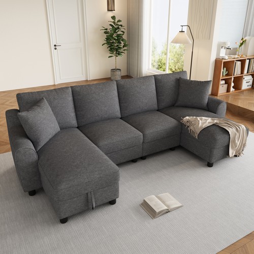 Shaped chenille corner sofa - u,