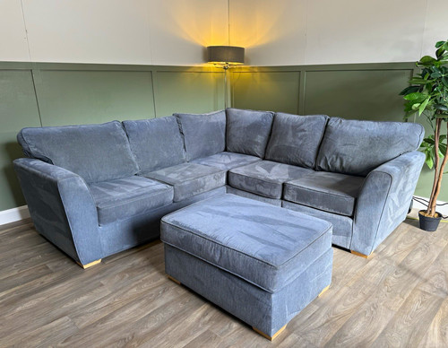 Grey fabric corner sofa - fabric,