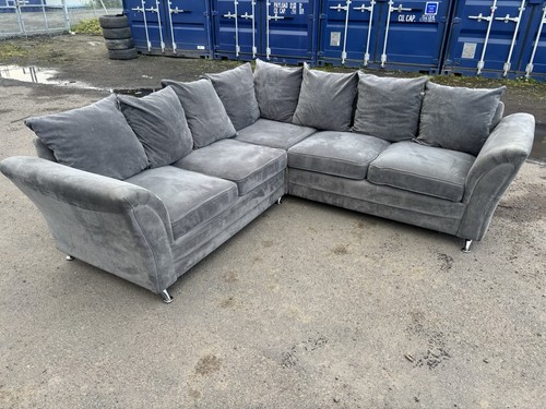 Grey velvet shape corner - l-shape,