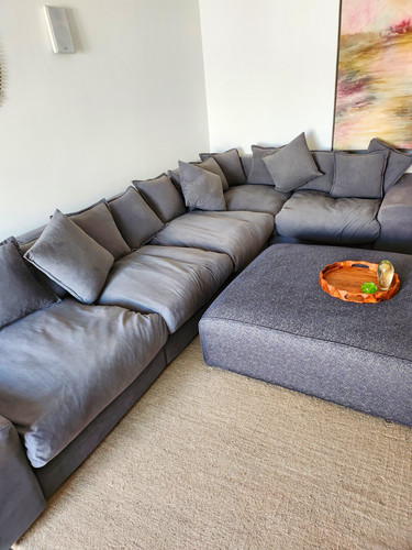 Grey suede corner - corner, sectional