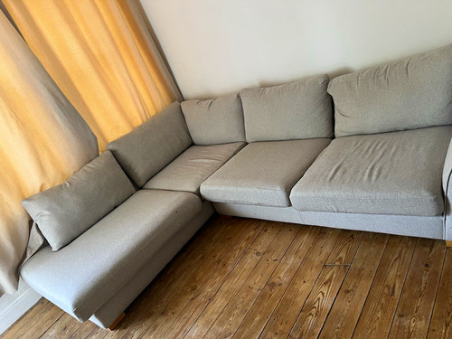 Grey fabric upholstered corner - fabric,
